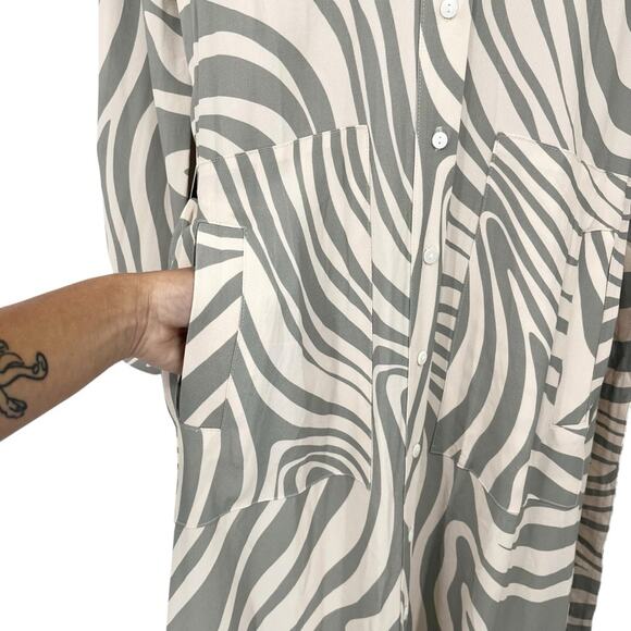 MISA Los Angeles Montana Zebra Shirt Dress Size XS Neutral Print Midi NEW - Picture 6 of 10